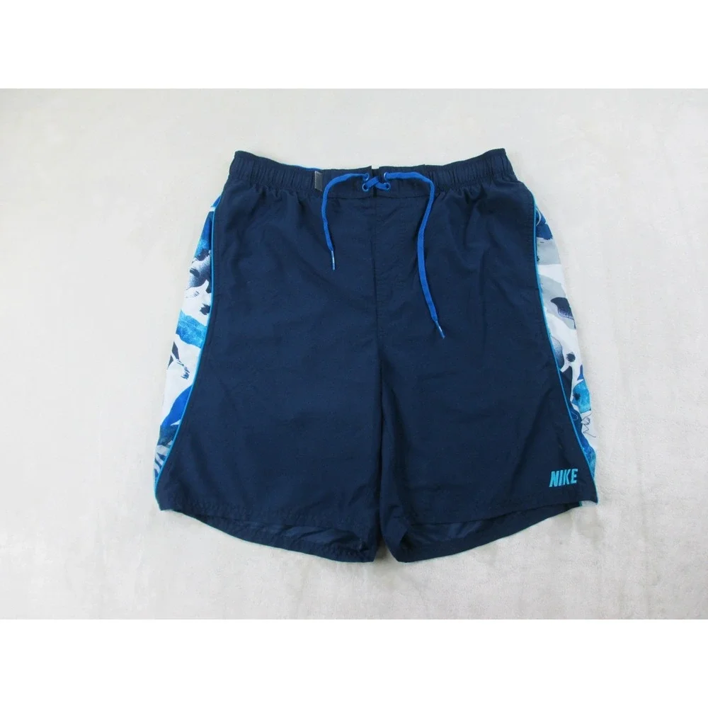 Nike Swim‎ Trunks Mens Large Blue Floral Board Shorts Bathing Suit